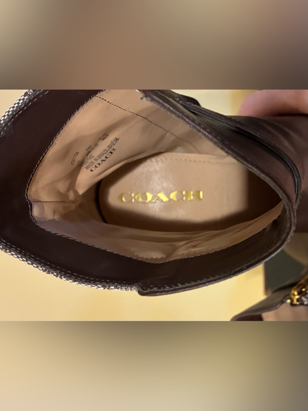 COACH Olivia Signature Jacquard Ankle Booties Brown Leather SZ. 9B - Picture 7 of 16